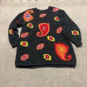 Vintage Kitty Hawk by Vivian Wang Chunky Knit Sweater  M Abstract Paisley 1894